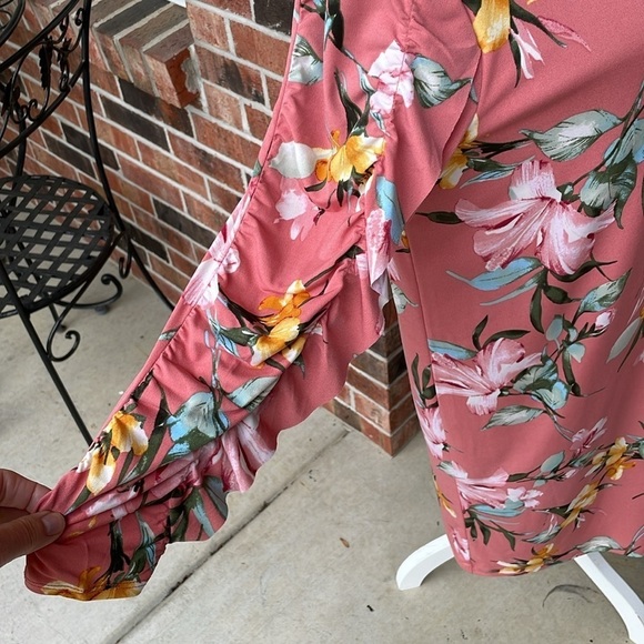 Cato Garnet Rose Floral‎ Print Long Sleeve Dress - Picture 4 of 8